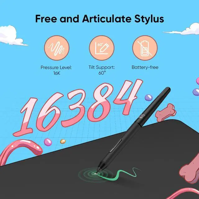 Alt view image 2 of 7 - XP-PEN Deco 01V3 Graphics Tablet 10x6.25 Inch Drawing Pen Tablet 16384 Levels Pressure Battery-Free Pen with Tilt Function Android Supported and 8 Shortcut Keys