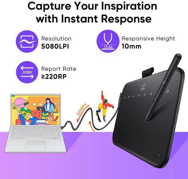Alt view image 3 of 7 - XPPen Deco 640 6x4 Inch OSU Drawing Tablet for E-Learning, Compatible with Mac/Windows/Chromebook, 16384 Pressure Levels