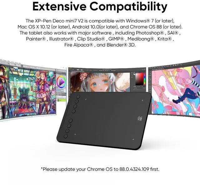 Alt view image 6 of 7 - XPPEN Deco Mini7 V2 Graphics Tablet 7 x 4.37 Inch Pen Tablet with 16384 Pressure-Level Passive Pen and 8 Shortcut Keys, Compatible with Chromebook for Online Teaching/E-Learning