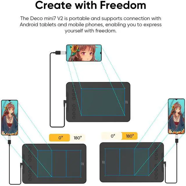 Alt view image 5 of 7 - XP-PEN Deco Mini7 Graphics Tablet 7 x 4.37 Inch Pen Tablet with Tilt Support Passive Pen and 8 Customizable Shortcut Keys Drawing Tablet Compatible with Chromebook for Online Teaching/E-Learning