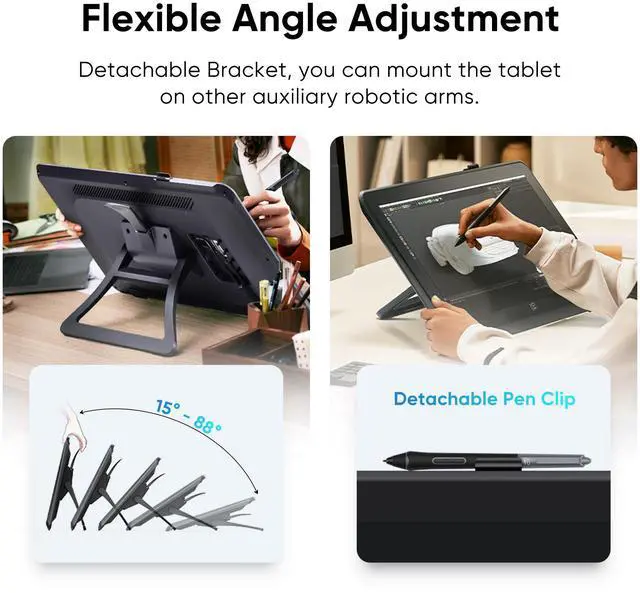 Alt view image 5 of 7 - XPPen 2.5K Drawing Tablet with 21.5in Screen,Artist Pro (Gen 2) Graphic Tablet,Latest 16384 Pressure Levels,99% Adobe RGB Calman Verified Drawing Display with Wireless Bluetooth Keyboard and Pen