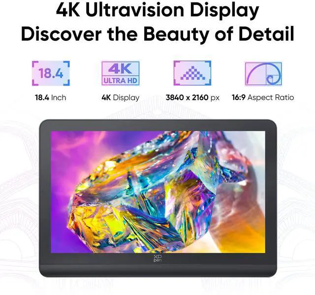 Main image of XPPen Artist Pro Drawing Tablet with Screen,18.4inch Drawing Monitor, Calman Verified 4K Display, 156% sRGB, Delta E<1.5, XP Gen 2 Graphic Tablet with Dual X3 Pro Series Styli, 16384 Pressure Levels