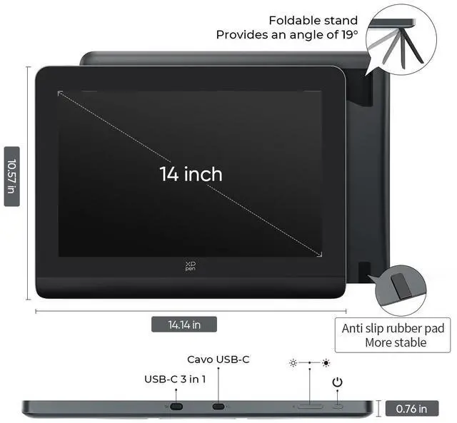 Alt view image 7 of 7 - XP-Pen Artist Pro Series Drawing Tablets, 14"/16" Graphic Display,Latest Gen 2 Design for Animation,1920x1200 Monitor 123% SRGB Color Gamut, 16384 Pressure Level X3 Pro Stylus for Computer
