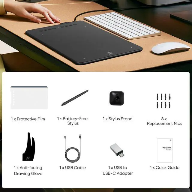 Alt view image 7 of 7 - XPPen Latest 10"x6.25" Drawing Tablet, XP Deco Graphic Tablet with Pen, 16384 Levels Pressure/60° Tilt Function/8 Shortcut Keys, Digital Drawing Pad Art Tablet for Phone/Computer OSU/Digital Painting