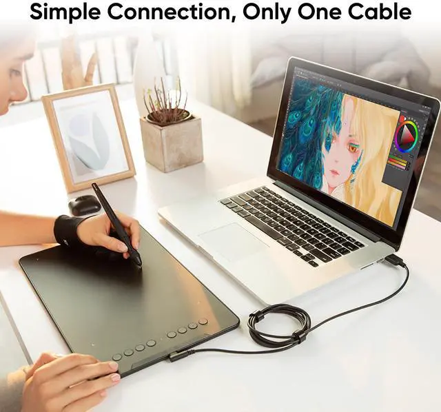 Alt view image 6 of 7 - XPPen Latest 10"x6.25" Drawing Tablet, XP Deco Graphic Tablet with Pen, 16384 Levels Pressure/60° Tilt Function/8 Shortcut Keys, Digital Drawing Pad Art Tablet for Phone/Computer OSU/Digital Painting