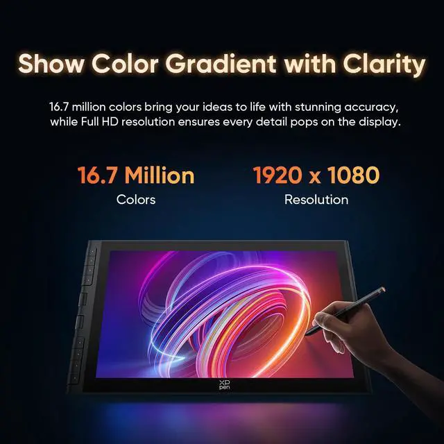 Alt view image 3 of 7 - XPPen Artist 16 3rd Graphic Tablet/Pro 15.4-inch Pen Display/1080P 16.7M Colors Drawing Monitor/16384-Levels X4 Smart Stylus/Anti-glare Eye-protection Drawing Tablet with Screen