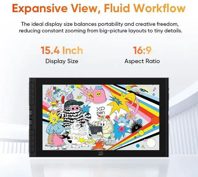 Alt view image 7 of 7 - XPPen Artist 16 3rd Graphic Tablet/Pro 15.4-inch Pen Display/1080P 16.7M Colors Drawing Monitor/16384-Levels X4 Smart Stylus/Anti-glare Eye-protection Drawing Tablet with Screen