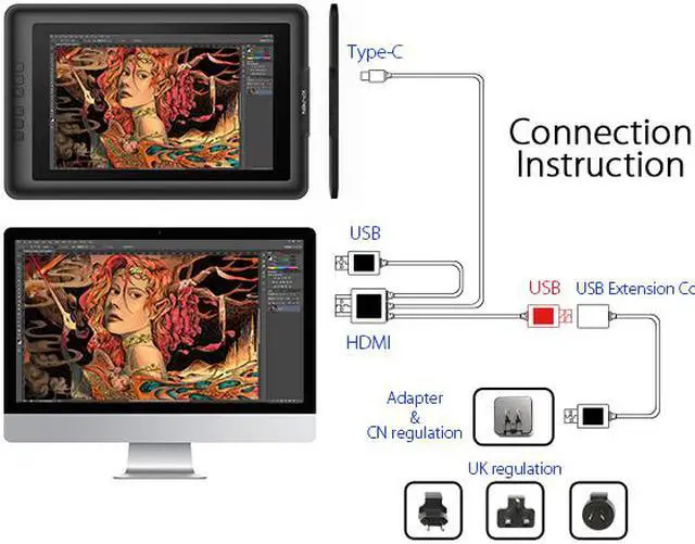 Alt view image 7 of 7 - XP-Pen Artist15.6 15.6 Inch IPS Drawing Monitor Pen Display Graphics Digital Monitor with Battery-free Passive Stylus (8192 levels pressure)