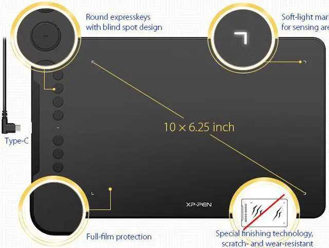 Alt view image 2 of 7 - XP-Pen Deco 01 10x6.25 Inch Digital Graphics Drawing Tablet Drawing Pen Tablet with Battery-free Passive Stylus and 8 shortcut keys (8192 levels pressure)