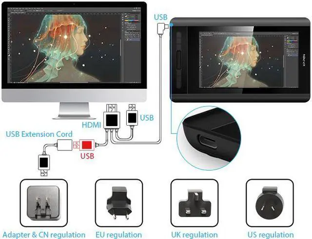Alt view image 7 of 7 - XP-PEN Artist12 11.6 Inch FHD Drawing Monitor Pen Display Graphic Monitor with PH2 Battry-Free Pen Multi-Function Pen Holder and Glove 8192 Pressure Sensitivity