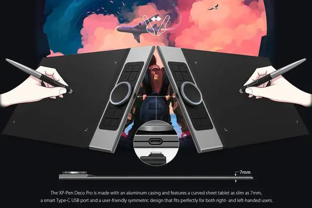 Alt view image 6 of 7 - XP-PEN Deco Pro Medium Graphics Drawing Tablet Ultrathin Digital Pen Tablet with Tilt Function Double Wheel and 8 Shortcut Keys 8192 Levels Pressure 11x6 Inch Working Area