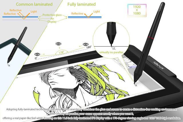 Alt view image 2 of 7 - XP-PEN Artist 12 Pro 11.6 Inch Drawing Monitor Pen Display Full-Laminated Graphics Drawing Tablet with Tilt Function Battery-Free Stylus and 8 Shortcut Keys (8192 Levels Pen Pressure and 72% NTSC)
