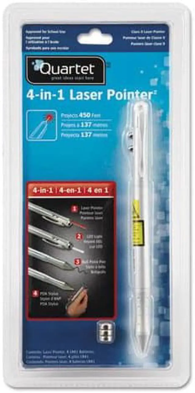 Alt view image 5 of 15 - Quartet MP-2800Q 4-Function Executive Laser Pointer, Class 2, PDA Stylus, Pen, LED Light, Silver