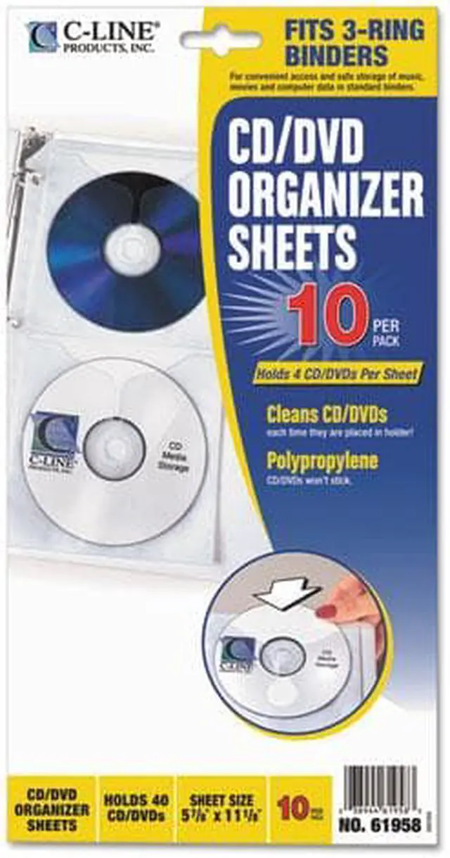 Alt view image 5 of 11 - Deluxe CD Ring Binder Storage Pages Standard Stores 4 CDs 10/PK