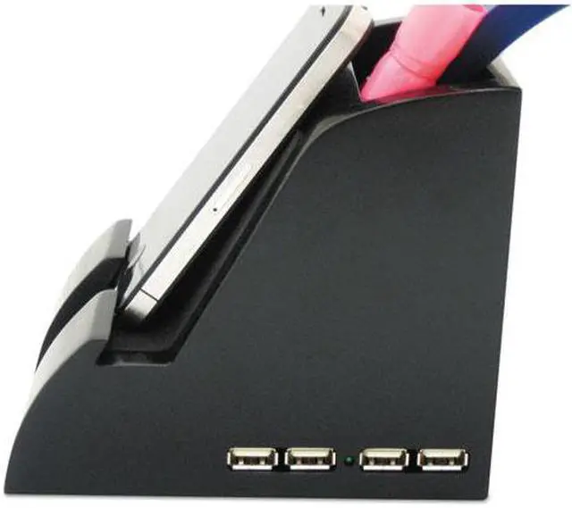 Alt view image 5 of 20 - Victor Smart Charge Pencil Cup with USB Charging Hub Black PH600