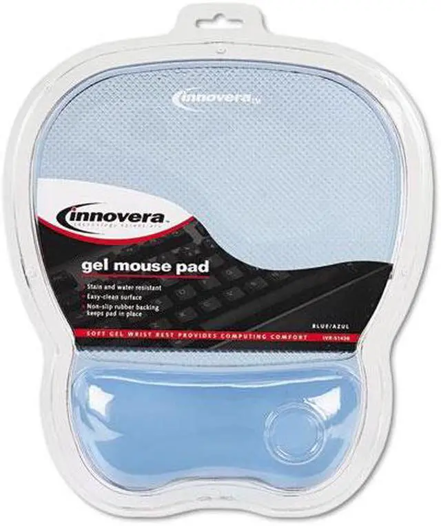 Alt view image 6 of 14 - Innovera IVR51430 Blue Gel Mouse Pad and Wrist Rest