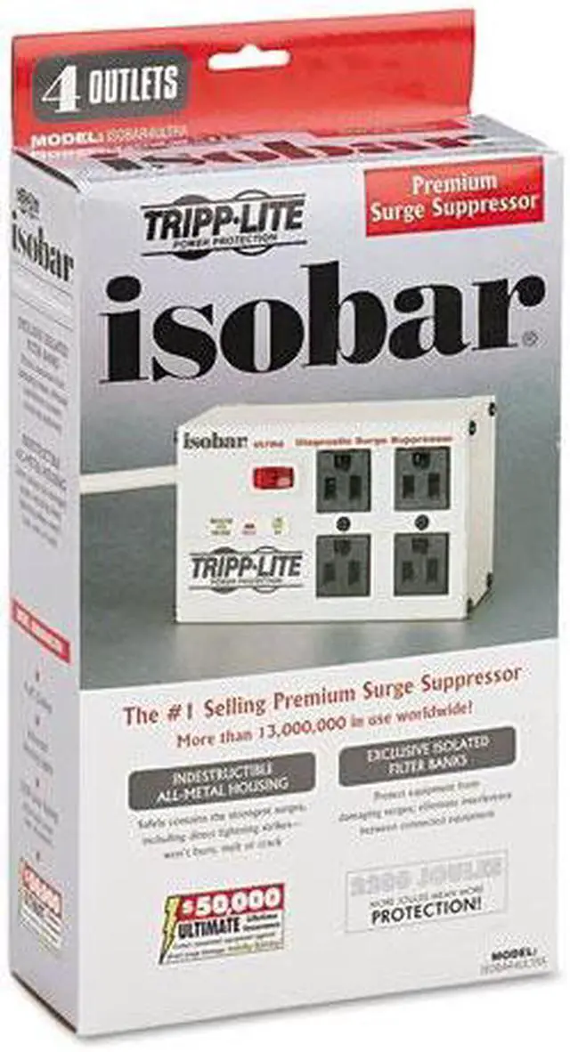 Alt view image 6 of 15 - TRIPP LITE ISOBAR4ULTRA 6 Feet 4 Outlets 3330 Joules Surge Suppressor