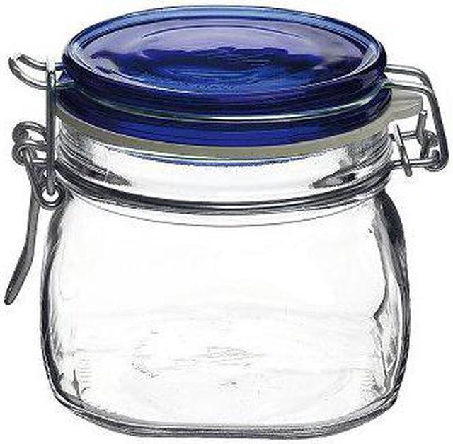 Mason Craft & More Airtight Kitchen Food Storage Clear Glass Clamp Jars, 17  Ounce (0.5 Liter) Tall Mini Clamp Jar