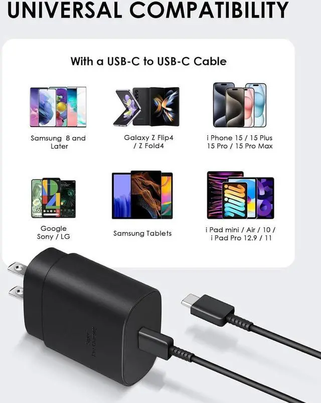 Main image of 2 Pack USB C Charger 25W Type C Charger Fast Charging with USB C to C Charger Cable 6FT Android Phone Charger for Galaxy S24 Ultra/S23+/S22/S21/S20