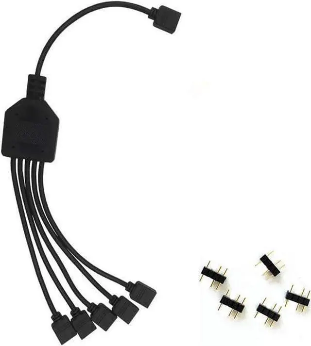 Main image of 2 Pack 1-to-5 3 Pins Addressable RGB Splitter Y Cable,LED Strip RGB Case Fans 5 Way RGB Hub Compatible with ASUS Aura Sync / Gigabyte RGB Fusion / MSI Mystic Light and w/ 5V 3pin RGB Header- 1 Foot