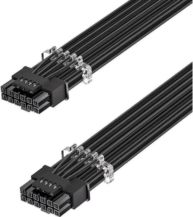 Main image of PCI-e 5.0 GPU Power Cable - 70cm 16pin (12+4) 12VHPWR Male to Male Sleeved Cable with Combs, 600W PCIe 5 Power Cable for Geforce RTX 3090Ti 4070 Ti 4080 4090 to ATX 3.0 Modular Power Supply
