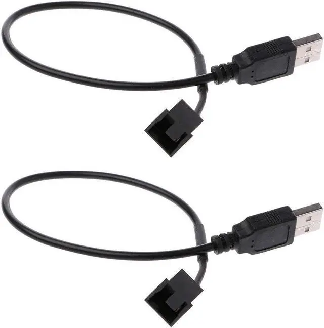 Main image of 2 Pack USB to 3-Pin / 4-Pin PWM 5V USB Sleeved Fan Power Adapter Cable, USB to 3 Pin / 4 Pin Case Fan Adapter Connector Cable (USB-3Pin/4Pin Cable)