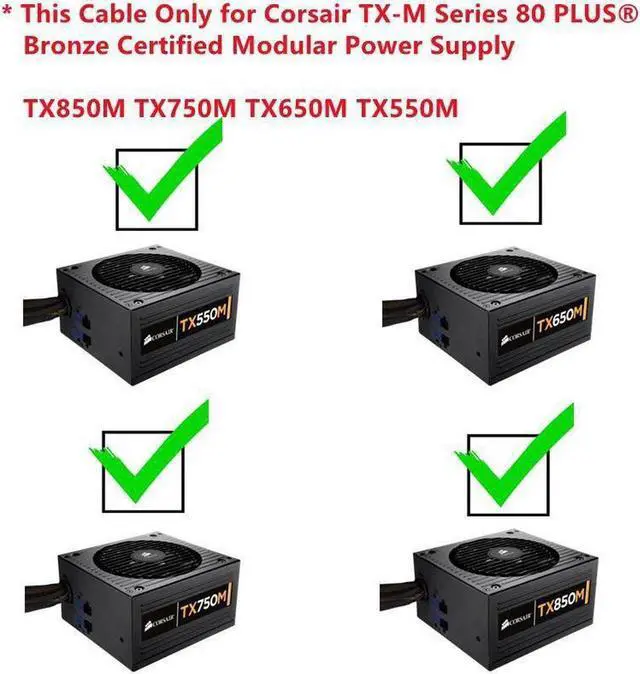 Alt view image 2 of 6 - BUCIER CPU 8Pin to 8Pin (4+4Pin) Modular Power Supply Cable For TX850M TX750M TX650M TX550M TX-M Series Semi Modular PSU 60CM