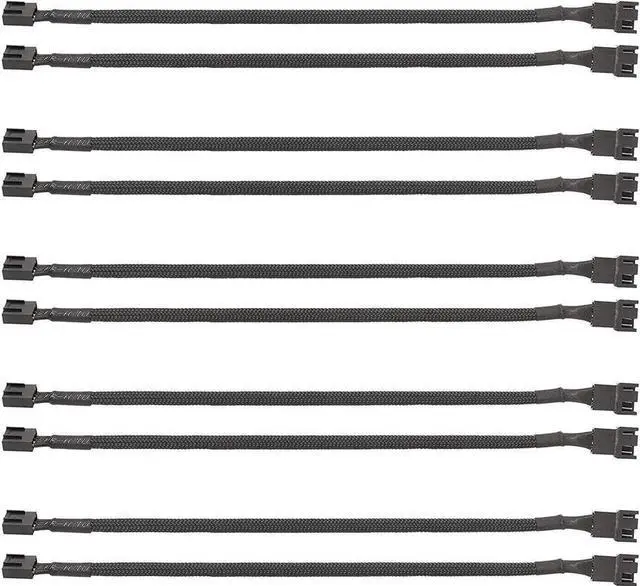 Main image of BUCIER PWM Fan Extension Cable - 10.5 inch PC Fan Extension Cable, Durable, Black Braided Nylon Case Fan Extension Cable (10 Pack)