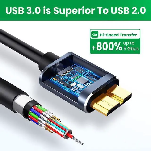 Alt view image 2 of 7 - USB C to Micro B Hard Drive Cable, 3.3ft/1M USB C Male to Micro USB Sync Cord and Wire for Portable External Hard Drives like My Passport, WD Elements,Seagate Expansion,Toshiba,Samsung M3 /Galaxy S5