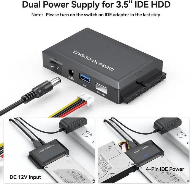 Alt view image 5 of 7 - Hard Drive Reader SATA IDE to USB 3.0 Adapter, USB 3.0 to SATA/IDE Hard Drive Ultra Recovery Converter Kit Data Retrieval Device for 2.5" 3.5" HDD SSD Hard Drive Disk 5.25" DVD/CD-ROM Optical Drive