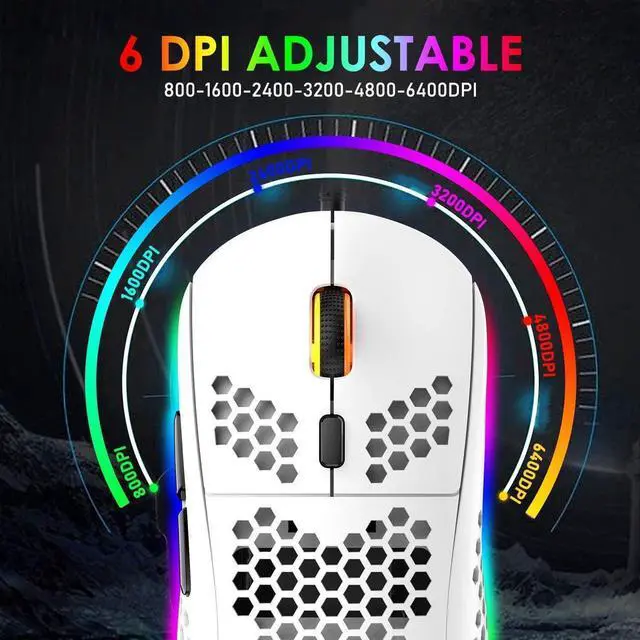 Alt view image 6 of 7 - Gaming Keyboard and Mouse Combo,88 Keys Compact Rainbow Backlit Mechanical Feel Keyboard, RGB Backlit 6400 DPI Lightweight Gaming Mouse with Honeycomb Shell for Windows PC Gamers (White)