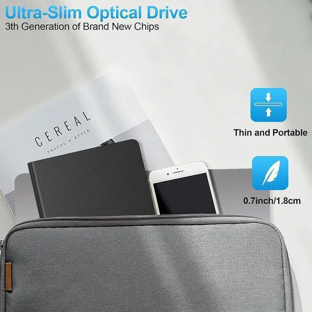 Alt view image 7 of 7 - External CD DVD Drive [7-in-1], USB 3.0 & Type-C DVD/CD +/-RW ROM Drive Reader, CD DVD Burner Rewriter with SD/TF & 4 USB Ports, Slim Optical Disc Drive DVD Player for Laptop PC/Winodws/Linux/MacOS