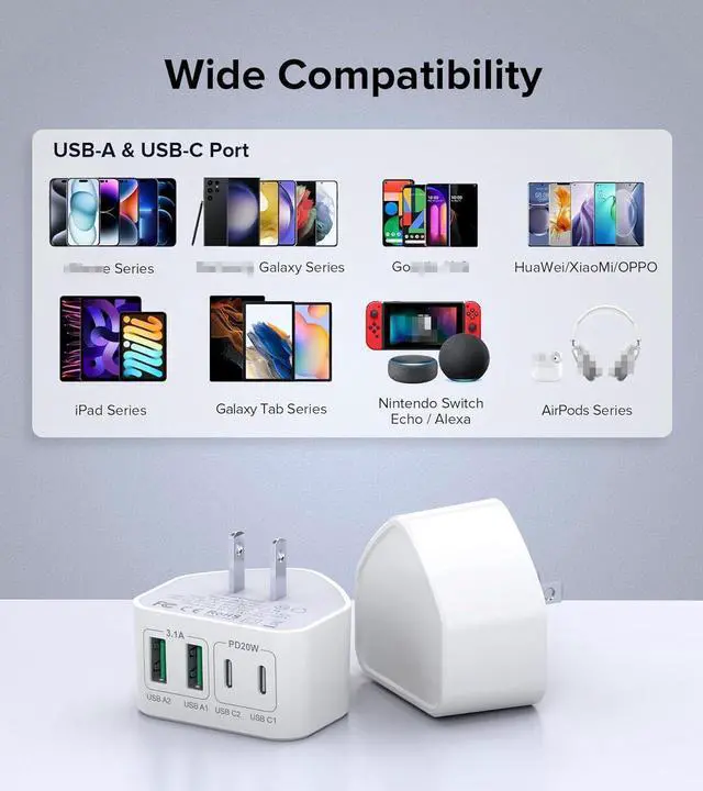 Alt view image 3 of 7 - AUTYUE 40W USB C Wall Charger Blocks, [2-Pack] Flat Type C Charger Plug,Multiport Fast Charging Brick PD Power Adapter Compatible for i-Phone, Android Smartphones, Tablets, i-Pad, A-ir-Pods and More