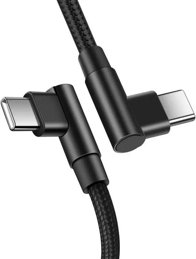 Alt view image 2 of 7 - [2P ACK] 90 Degree USB C to USB C Cable 6.6ft/2M, 60W PD Type C Fast Charging Data Cable,Dual Right Angle Nylon Braided Cable for Ma-c-Book Pro 2020, i-Pad Pro/Air, Smartphones, Tablet etc