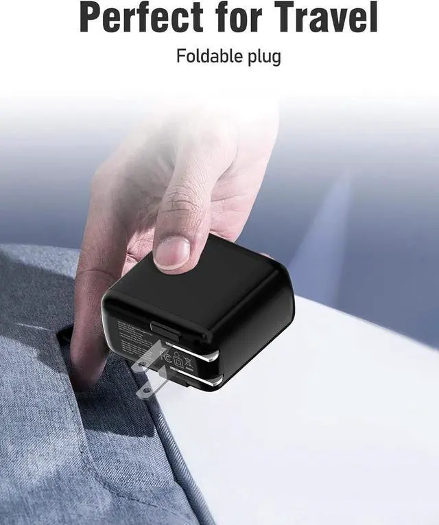 Alt view image 6 of 7 - [2 Pack] USB C Charger Block, 65W 3 Port QC+PD3.0 GaN Power Adapter Type C Fast Charging Wall Plug for Mac-Book Pro/Air, i-Pad Pro, i-Phone 15 Pro Max/14/13/12, A-ir-P-ods Pro, Galaxy S23/S22 (Black)