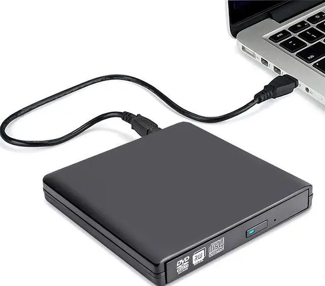 Alt view image 2 of 6 - External CD DVD Drive, USB 2.0 Portable CD/DVD Player for Laptop CD ROM Burner Compatible with Laptop Desktop PC Windows Linux OS Apple Mac Black