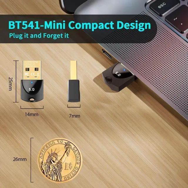 Main image of AUTYUE Upgraded Bluetooth 5.4 Adapter for PC Laptop, Wireless USB Bluetooth Dongle for Desktop Windows 11/10/8.1/7, Plug n Play for Bluetooth Headphones Headset Speaker Mouse Keyboard Game Controller