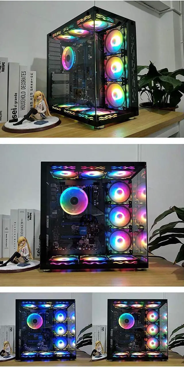 Alt view image 7 of 7 - Billow 120mm Adjust RGB Computer Case PC Cooling Fan RGB Quiet with IR Remote New Computer Cooler RGB CPU Case Fan Three in One (3 Pcs with Standard Controller Kits)