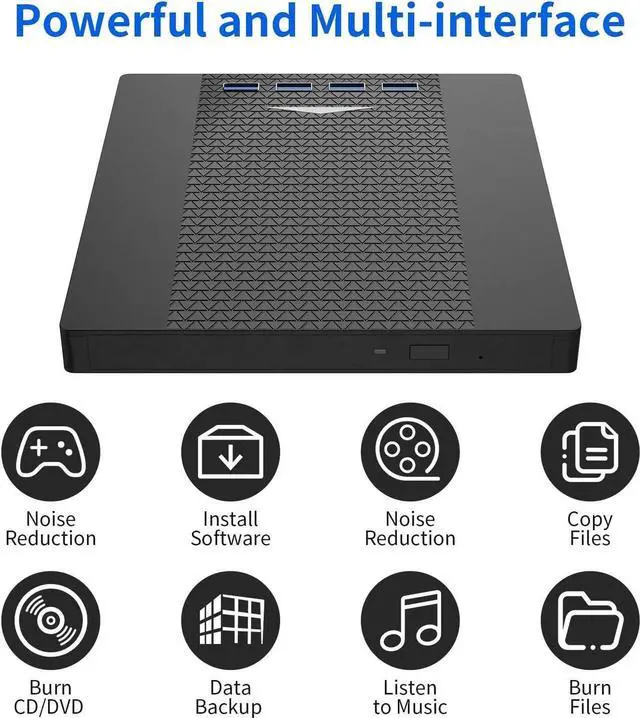 Main image of [7 in 1] Multifunction External CD/DVD Drive for Laptop, USB 3.0 & Type C DVD Player CD ROM Portable CD/DVD Burner, External DVD Drive Compatible with Laptop Desktop PC Windows 11/10/8/7 Linux MacOS