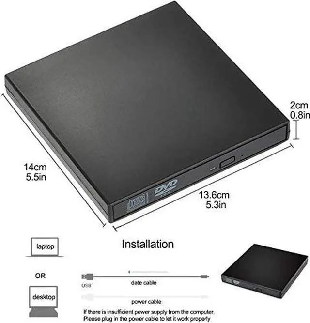 Main image of External CD Drive USB2.0, USB Slim Portable CD-RW DVD-R Combo Burner Player for Laptop, Mac, PC Desktop Computer and Play for Windows 2000 / XP / Vista / Windows 7 Black