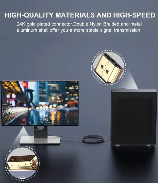 Main image of HDMI to DVI Cable, DVI to HDMI Adapter Cable 6.6ft / 2M, High Speed Bi-Directional Nylon Braided HDMI Male to DVI-D 24+1 Male Cord Support 1080P Full HD Compatible with Roku,PS3/4, Blu-ray,Laptop