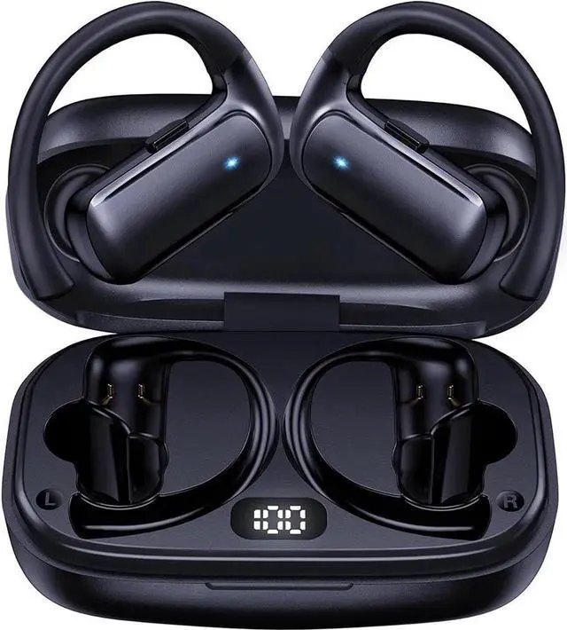 Main image of True Wireless Earbuds, Bluetooth Headphones with Earhook 30Hrs Playtime Sport Ear Buds IPX7 Waterproof Over-Ear Headsets with Microphones Earphones for Workout Fitness Running Gym Black
