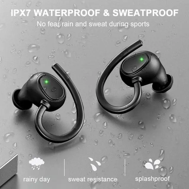 Main image of True Wireless Earbuds, Bluetooth 5.3 Earbuds Running Wireless Headphones In Ear with ENC Mics, Wireless Earphones Noise Cancelling Ear buds with Sport Earhook IP7 Waterproof, 48H Stereo Bass/USB-C/LED