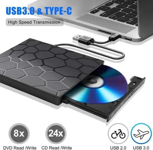 Alt view image 4 of 7 - [7 in 1] External CD/DVD Drive for Laptop, Portable DVD Player for Laptop, USB 3.0 Ultra-Slim Portable, CD Burner External Optical Drive Compatible with Laptop Desktop,Windows 11/10/8/7 Linux MacOS