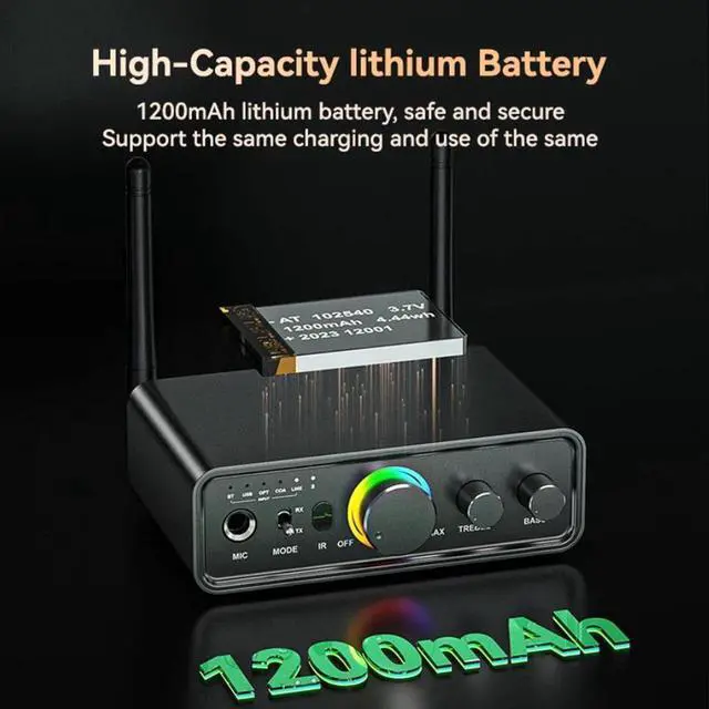 Alt view image 6 of 7 - AUTYUE Bluetooth 5.3 Audio Receiver Transmitter for Home Stereo TV, HiFi Wireless Bluetooth Low Latency Audio Adapter, Supports USB, RCA, 3.5mm AUX, DAC, Coaxial, Optical Input/Output