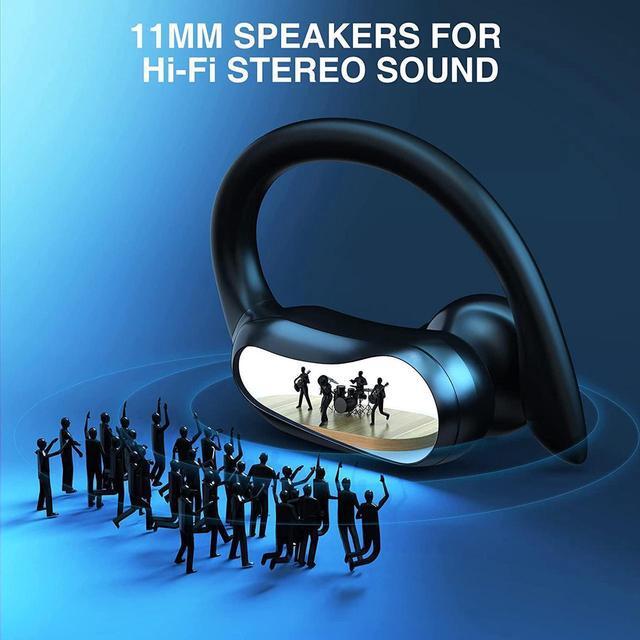 Alt view image 6 of 7 - Ture Wireless Earbuds with Earhooks, Bluetooth 5.1 10Hrs Single Playtime IPX7 Waterproof Running Headphones, Bluetooth Earbuds with Ear Hook LED Display Over-Ear HiFi Stereo for Workout/Gym/Outdoor