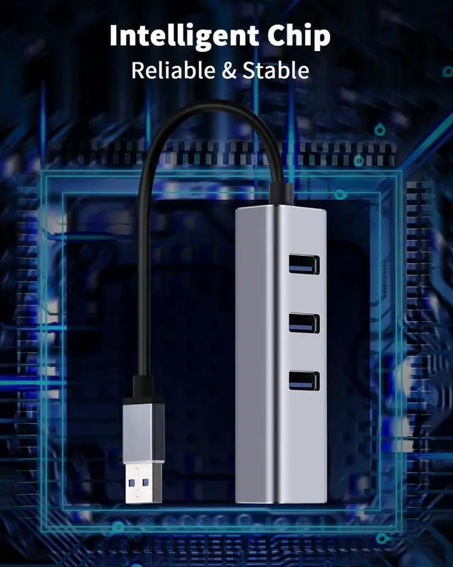 Alt view image 6 of 7 - USB 3.0 to RJ45 Ethernet Adapter 4 in 1 Multiport USB Hub with Gigabit Ethernet 1000Mbps RJ45 LAN Network Adapter Compatible and 3-Port USB3.0 Support Laptop PC Windows Linux MacOS, and More