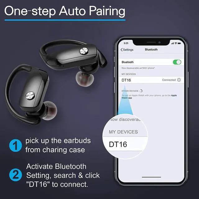 Alt view image 4 of 7 - Ture Wireless Earbuds, TWS Bluetooth Headphones 48Hrs Play Back Sports Earphones with LED Display Built in Mic Deep Bass Stereo in Ear Waterproof Headset for Workout Gaming Running