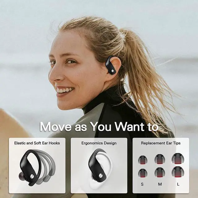 Alt view image 7 of 7 - Ture Wireless Earbuds, TWS Bluetooth Headphones 48Hrs Play Back Sports Earphones with LED Display Built in Mic Deep Bass Stereo in Ear Waterproof Headset for Workout Gaming Running