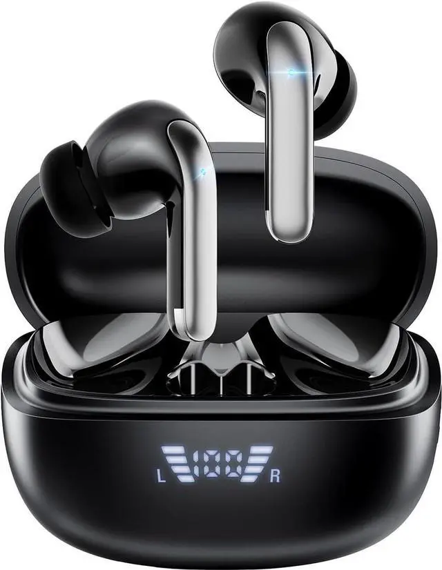 Main image of True Wireless Earbuds, Bluetooth 5.3 Headphones 40H Playtime with 4 ENC Noise-Cancelling Mic, LED Digital Display Charging Case, Deep Bass IPX7 Waterproof Earphones Stereo Headset for Smartphones